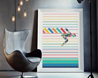 Swimmer Wall Art - Modern Swimming Print for Teen Boy or Sport Fan - Large Swimmer Gift