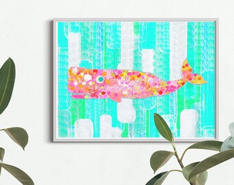 Whale Nursery Art Print: Nautical Baby Boy Decor