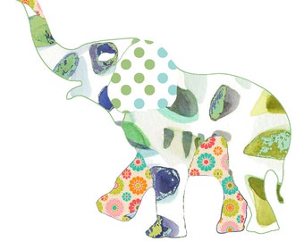 Elephant Nursery Art Print: Modern Jungle Animal Decor