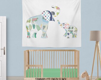 Elephant Nursery Wall Tapestry for Boys - Kids Wall Decor Elephant Wall Hanging Fabric - Baby Elephant Design
