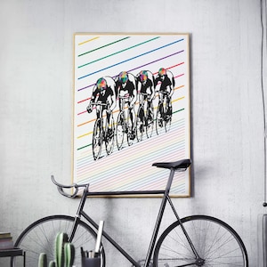 Modern Abstract Bicycle Art Print - Colorful Minimalist Cycling Gift for Boys - Large Wall Decor