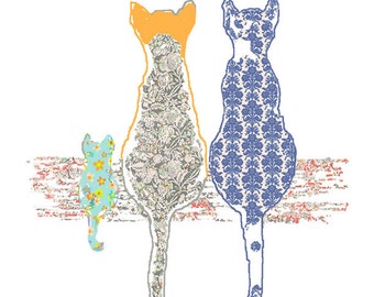 Cat Family Art Print: Whimsical Nursery Decor