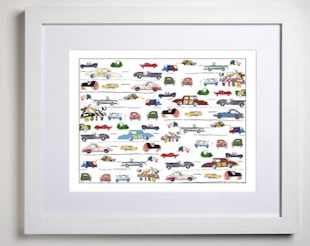 Boys Car Nursery Art Print: Modern Racing Decor