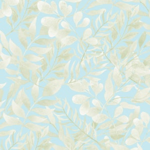 Mint Leaves Wallpaper: Blue & Green Watercolor Botanical Nursery Peel And Stick Wall Decor