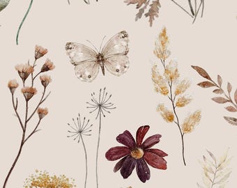Butterfly Wildflower Wallpaper - Watercolor Peel and Stick, Non-Toxic