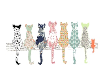 Cute cat print wall art for cat lovers gift cat nursery decor animal print large wall art kids room decor cottagecore farmhouse girl nursery