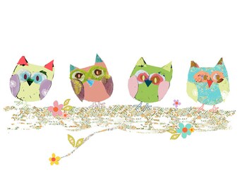 Owl Art Print - Baby Girl Nursery Wall Decor Modern Cottagecore Floral Artwork for Baby Room Girl Bedroom or Playroom Wall
