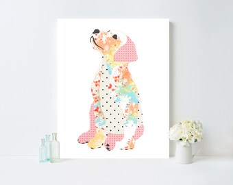 Puppy Dog Art Print for Baby Girl Nursery, Cute Dog Wall Decor for Girls Bedroom, Colorful Dog Nursery Artwork, Dog Lover Gift