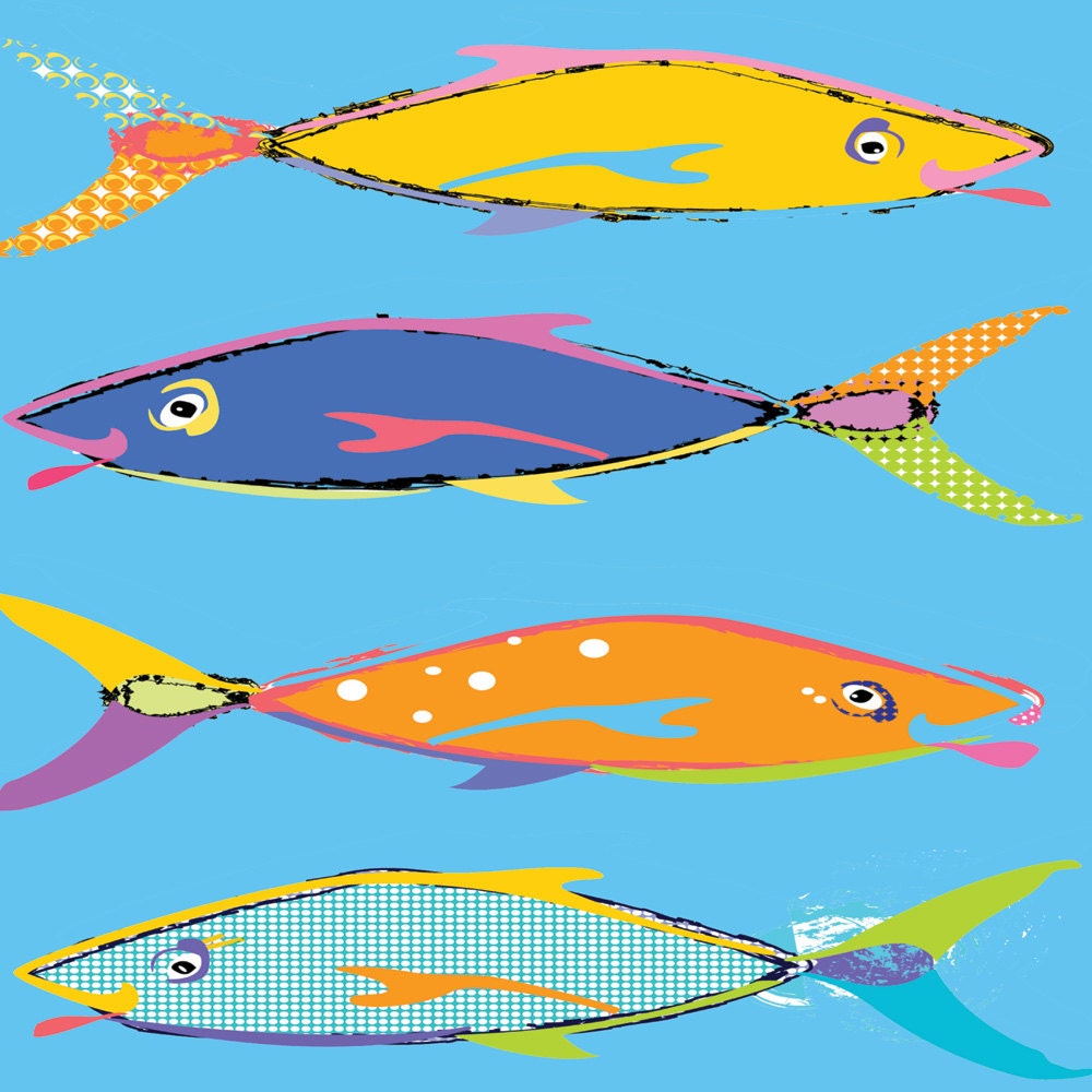 Arte de pared de pescado. Decoración de la pared del baño. | Etsy