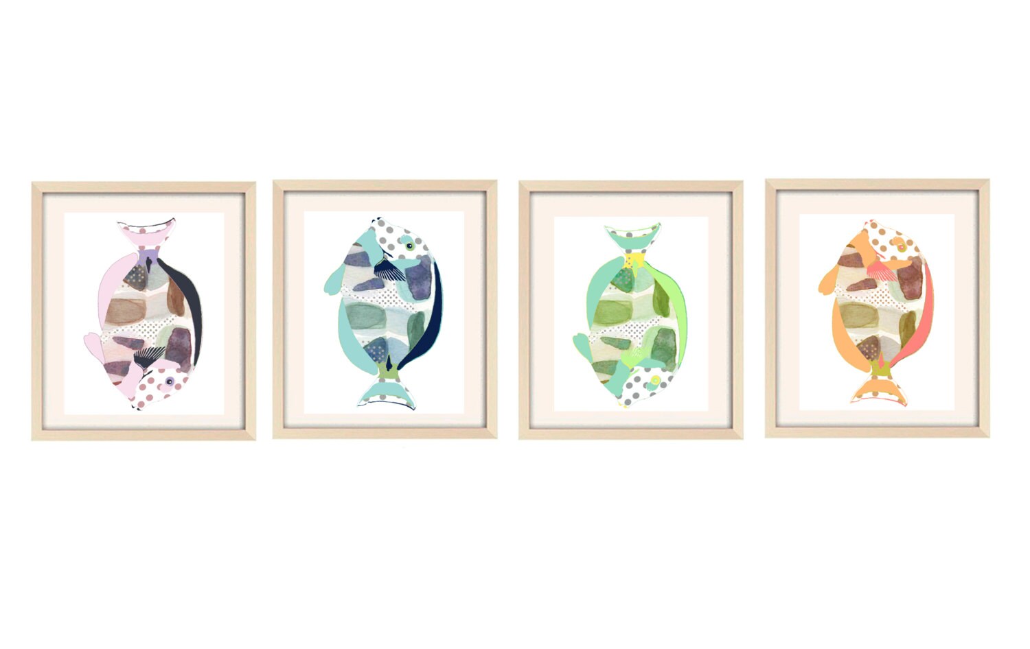 Abstract Blue Bathroom Fish Art Print. Kids Bathroom Art. Etsy