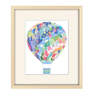 Hot Air Balloon Nursery Print: Modern Blue Wall Art