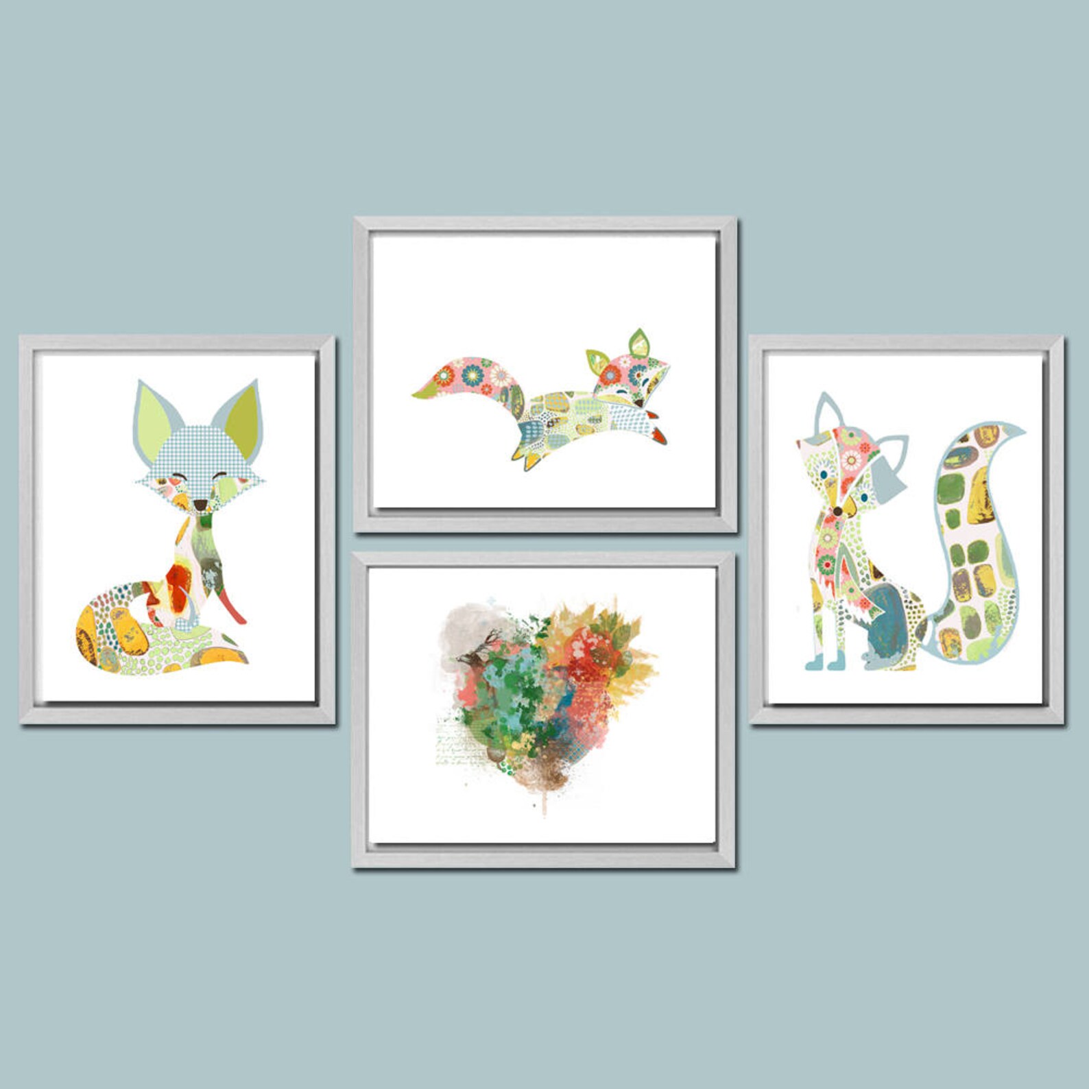Woodland Fox Nursery Wall Decor. Baby Girl Nursery Print Set. Etsy