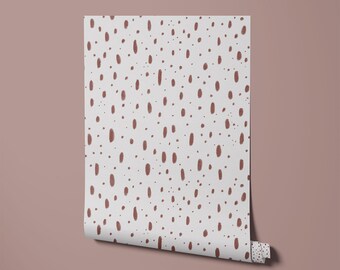 Speckled Animal Print Wallpaper - Brown & Gray, Kids Room Decor (Peel and Stick Removable