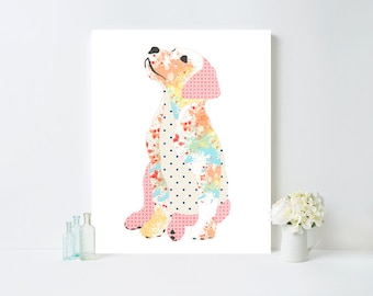 Print Set of Four Puppy Dog Nursery Art Prints: Colorful Children's Wall Decor