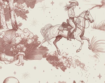 Cowgirl Wallpaper For Girls Bedroom Makeover - Western Wall Decor Idea For Daughter Birthday Room Decoration