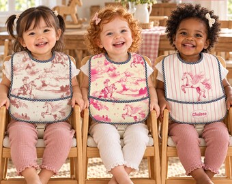 Personalized Baby Bibs Set of 3, Waterproof Bib For Baby & Toddler Feeding - Western Cowgirl Baby Girl Gift or Baby Shower Gift For Parent.