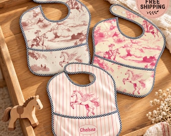 Personalized Baby Bibs Set of 3, Cosmic Cowgirl Waterproof Bibs, Western Baby Shower Gift, New Baby Gift for Girls