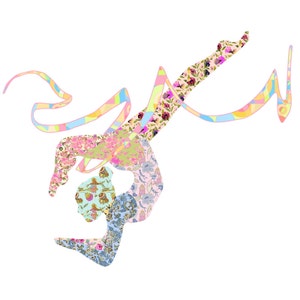 Ballet Art Print: Floral Gymnastics Girl Nursery Decor