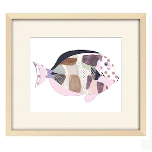 Kids Bathroom Wall Decor - Modern Purple Fish Art Print - Fun  Stylish