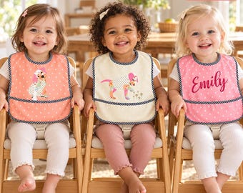 Personalized Baby Bibs Set of 3, Waterproof Bib For Baby Drool & Toddler - Puppy Dog Lover New Parent Gift or Baby Shower Gift For New Mom.