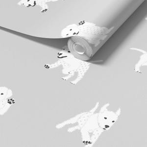 Gray Dog Wallpaper Peel And Stick Wall Paper Dog Nursery Wall Decor Animal Kids Mural Design Boys Room Fun Toddler Accent Wallpaper Modern