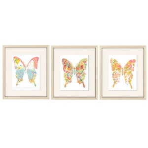 Floral Butterfly Nursery Art Print Set Pretty Wall Decor for Baby Girls Room Abstract Butterflies Artwork image 2