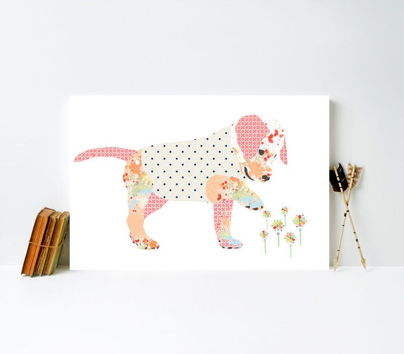 Puppy Dog Wall Art for Kids. Girl DOG Wall Art Girl Puppy Etsy