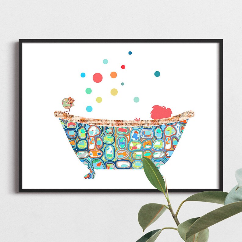 Kid Bathroom Wall Decor. Kids Bathroom Wall Art. Childrens Etsy