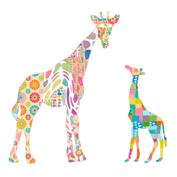 Colorful Giraffe Art Print: Abstract Safari Nursery Decor