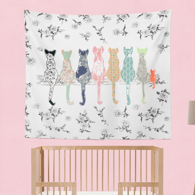 Cat tapestry Nursery Tapestry kids Wall Tapestry Cats Etsy