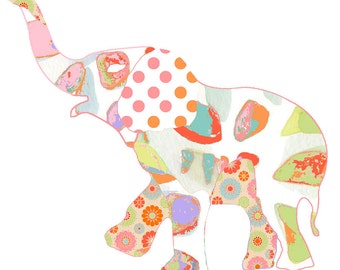 Elephant Nursery Wall Art - Pink Safari Baby Girl Decor with Elephant Print