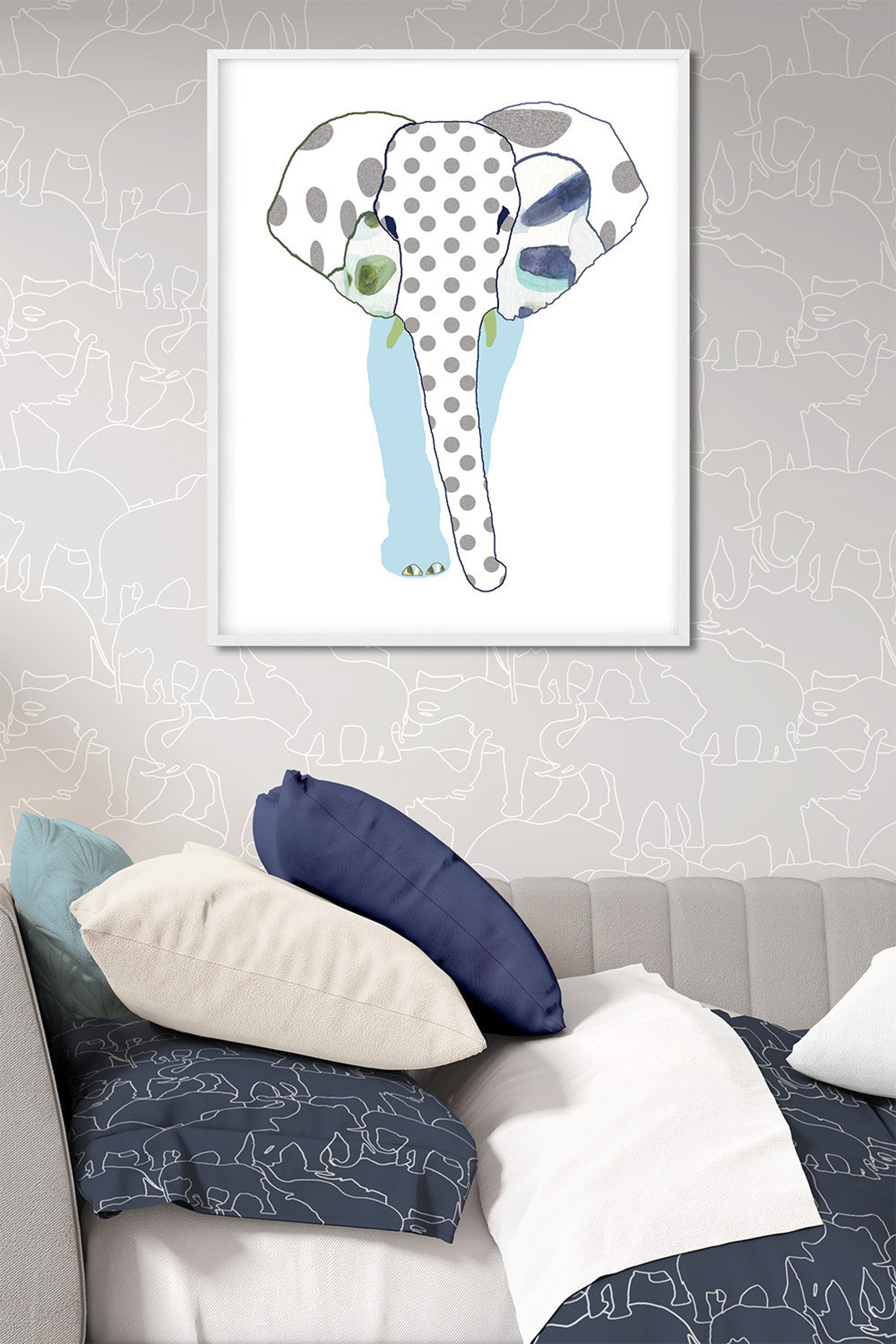 Gray Elephant Wallpaper Peel and Stick Modern Elephant - Etsy