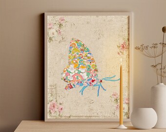 Shabby Chic Butterfly Wall Art for Girls Nursery or Bedroom - Floral Prints and Boho Decor