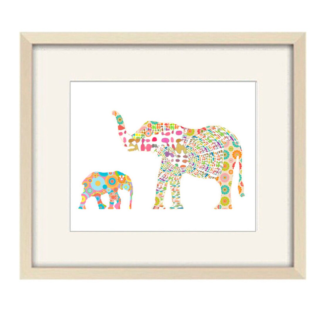 Elephant Nursery Art Print: Colorful Baby Girl Room Decor - Etsy