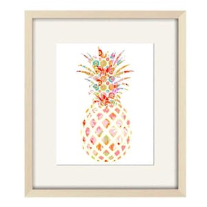 Floral Pineapple Art Print: Tropical Kitchen & Bath Decor
