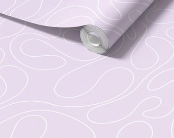 Lilac Purple Wallpaper - Whimsical Squiggle Wall Decor For Girls Bedroom, Kids Room And Baby Nursery - Peel And Stick Removable