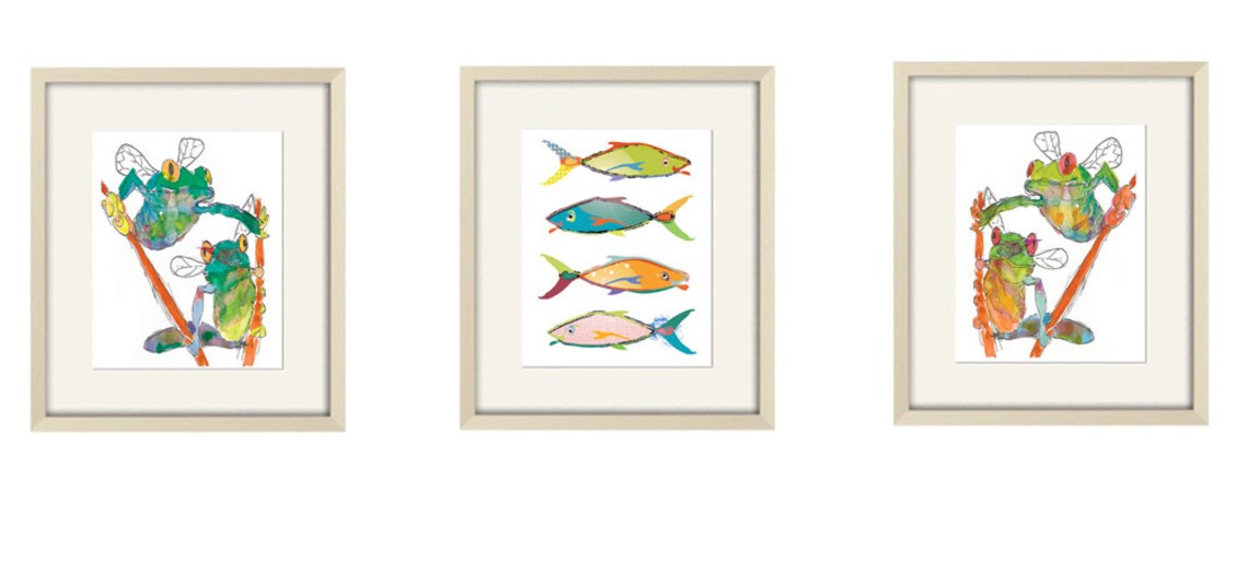 Fish Bathroom Wall Decor. Canvas or Print Coastal Art. Etsy
