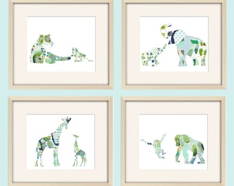 Safari nursery wall art. Elephant nursery decor. Jungle nursery baby animal prints. Baby boy nursery elephant art, baby boy wall decor.