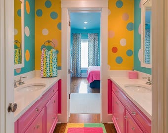 Colorful Polka Dot Removable Wallpaper, Playroom Decor