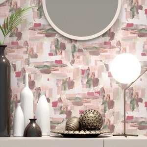 Pink Peel and Stick Wallpaper - Modern Abstract Elegant Soft Pink Removable Wallpaper for Bathroom, Bedroom, Living Room or Baby Nursery
