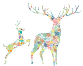 Woodland Deer Nursery Art Print: Modern Colorful Baby Animal Decor