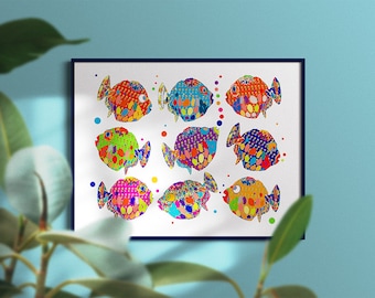 Tropical Fish Art Print: Colorful Kids Bathroom Decor