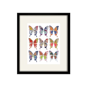 Butterfly Wall Art - Colorful Abstract Butterflies Print for Modern Botanical Decor