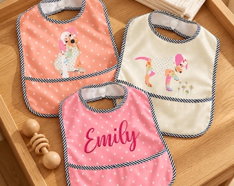 Personalized Baby Bibs Set of 3, Waterproof Bib For Baby Drool & Toddler - Puppy Dog Lover New Parent Gift or Baby Shower Gift For New Mom.