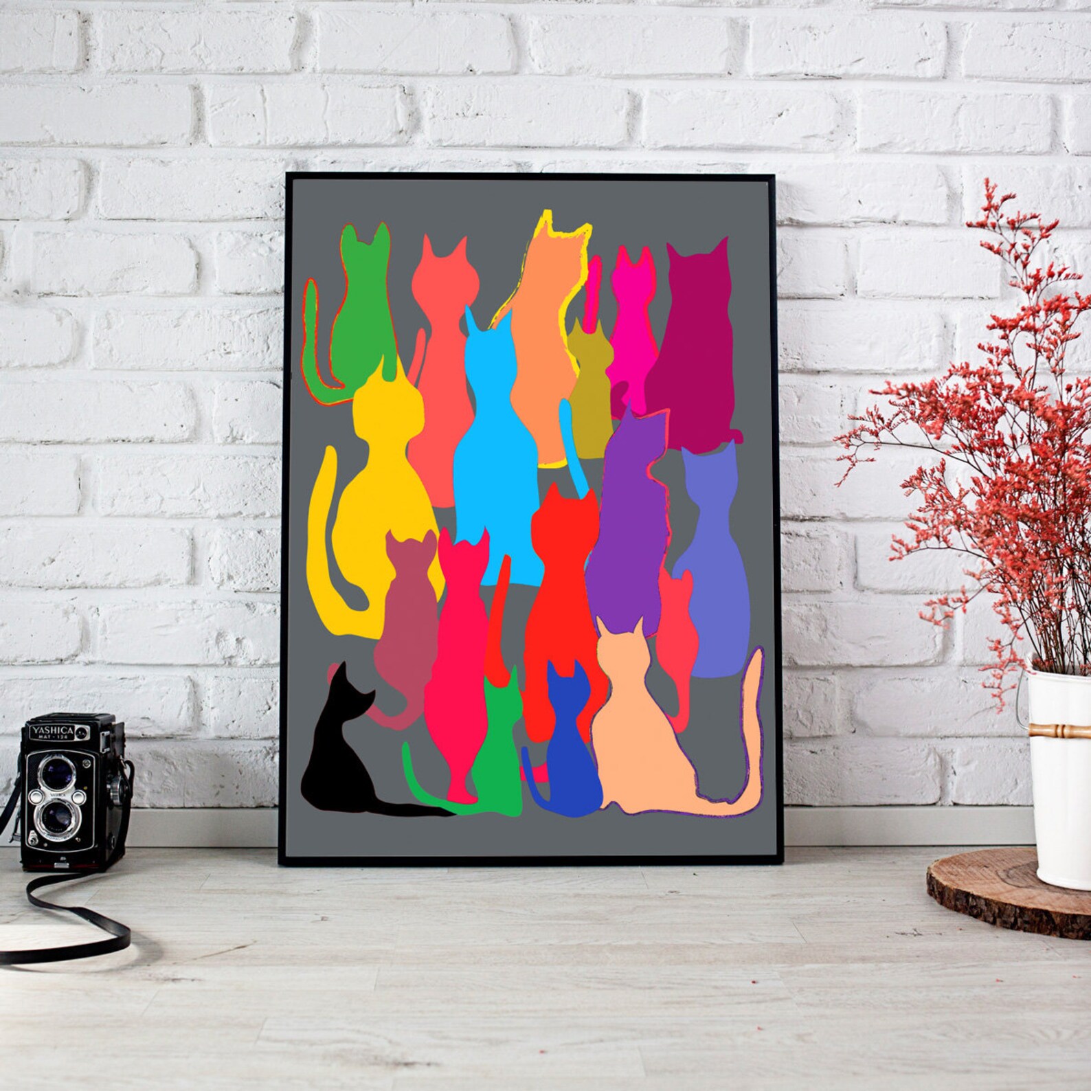 Cat art abstract art modern cat art nursery decor childrens Etsy