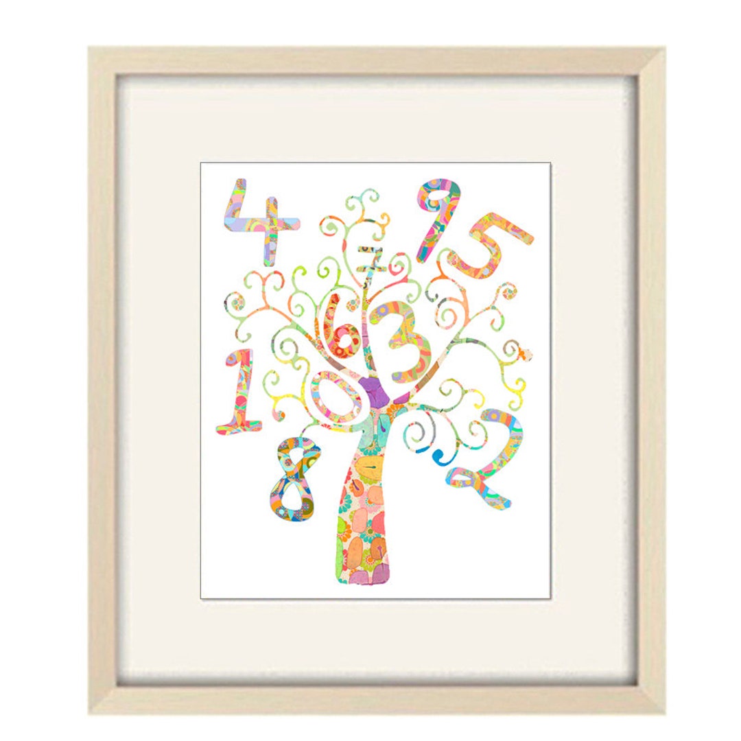 Number Tree Art Print: Educational Wall Decor for Kids - Etsy