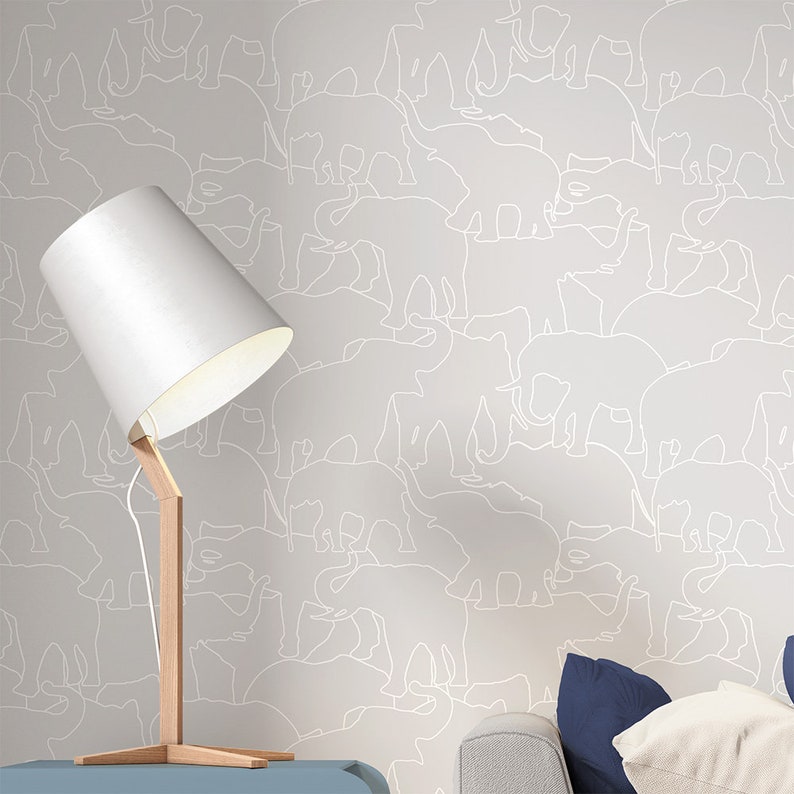 Gray Elephant Wallpaper Peel and Stick Modern Elephant - Etsy