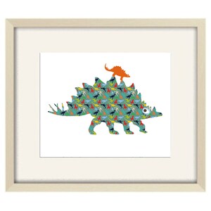 Dinosaur Art Print for Baby Boy Nursery Abstract Stegosaurus Wall Art for Kids Playroom Decor