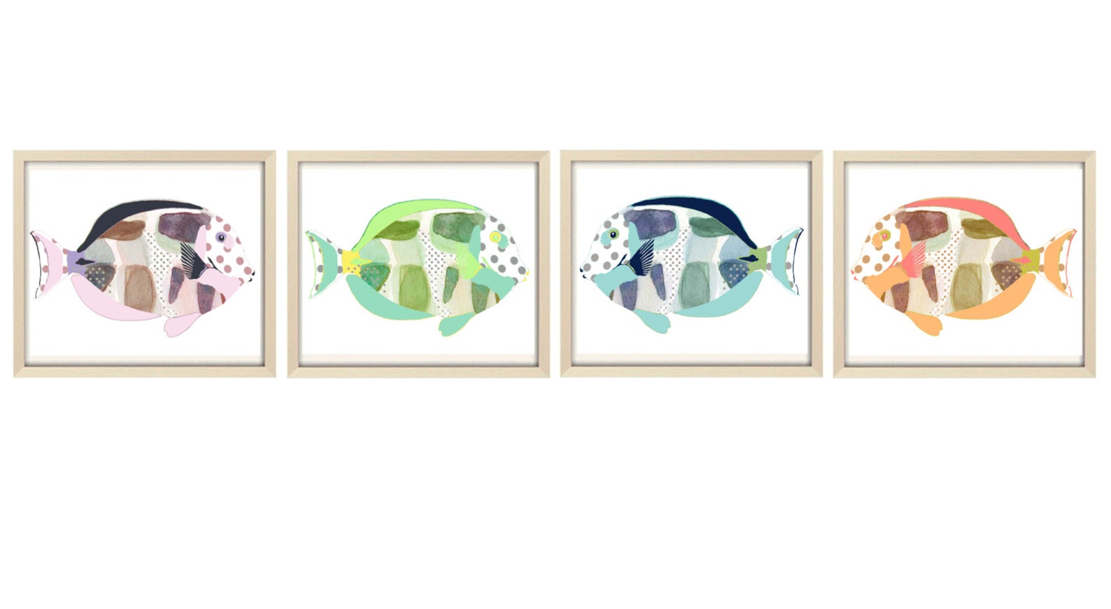 Abstract Blue Bathroom Fish Art Print. Kids Bathroom Art. Etsy