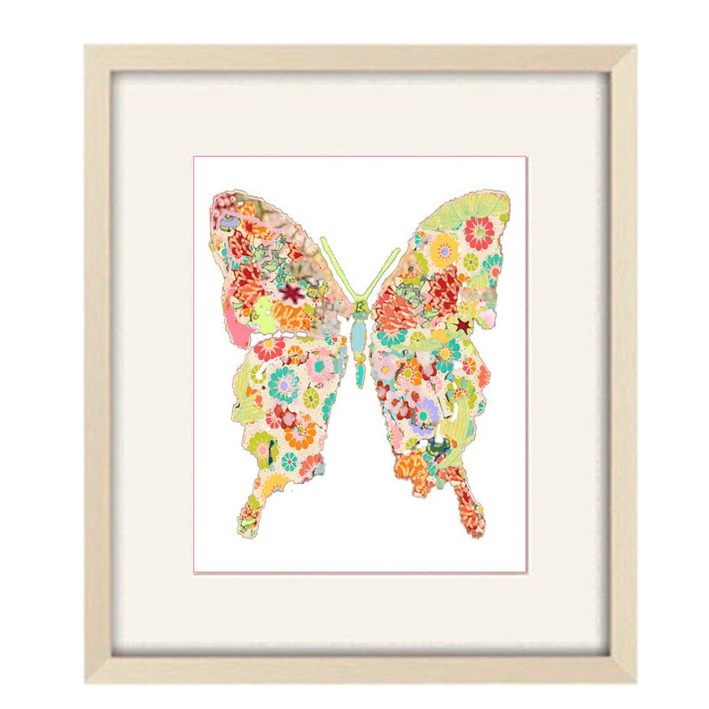 Floral Butterfly Nursery Art Print Set Pretty Wall Decor for Baby Girls Room Abstract Butterflies Artwork image 4